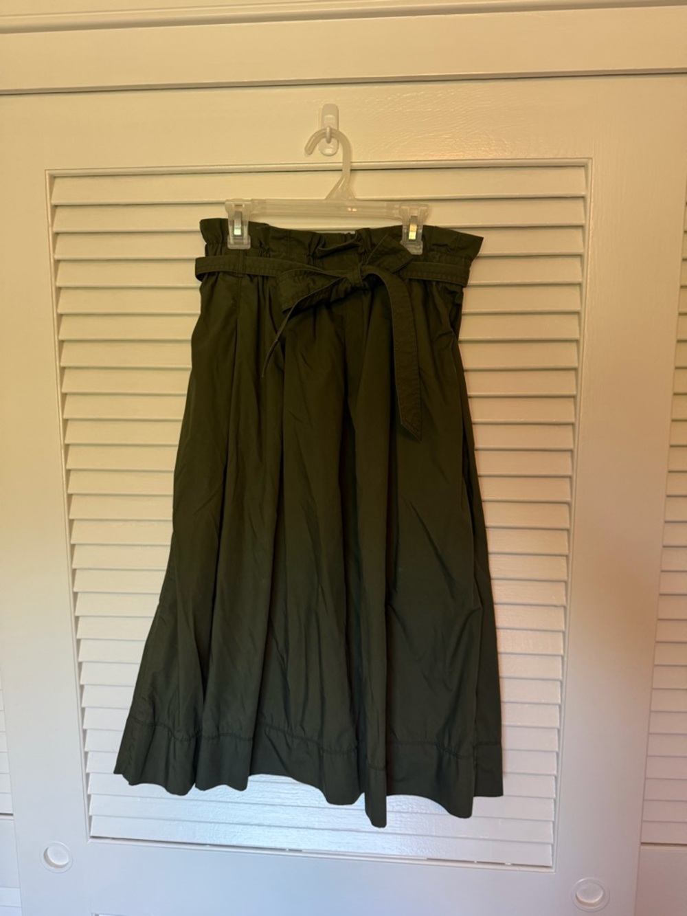 Uniqlo Olive Green Paperbag Midi Skirt with Tie Waist
